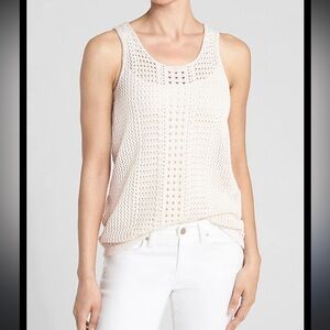 GAP beige crochet knit bikini cover up, slip dress,open stitch tank top, cotton